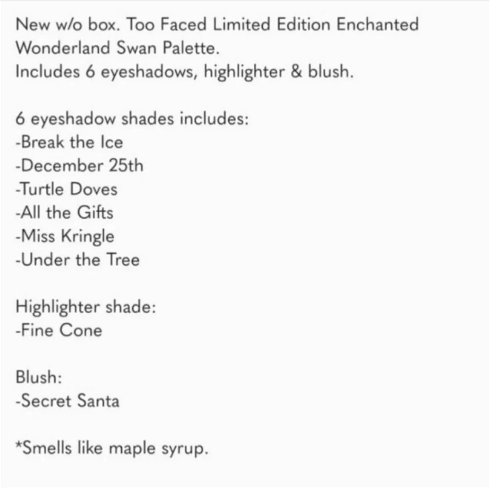 Too Faced Enchanted Wonderland SWAN palette NWT